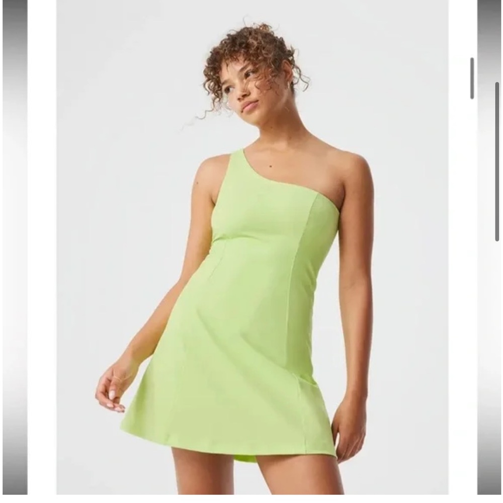 Outdoor Voices Bright Green One-Shoulder Dress